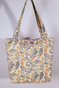 Exclusieve handgemaakte draagtas Blauwe en gele bladeren van gobelin stof