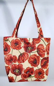 Nieuwe handgemaakte draagtas Klaprozenveld van hoge kwaliteit, stevige gobelin stof