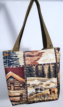 Exclusieve handgemaakte schoudertas/draagtas Herfst in het bos met hert