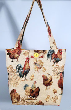 Nieuwe handgemaakte draagtas Kippenhok van hoge kwaliteit, stevige gobelin stof