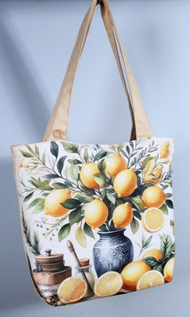 Exclusieve handgemaakte schoudertas/draagtas Frisse Citroenen
