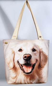 Handgemaakte draagtas met een afbeelding van een Golden Retreiver