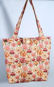 Nieuwe handgemaakte draagtas Bloemenperk wit van hoge kwaliteit, stevige gobelin stof