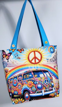 Exclusieve handgemaakte draagtas Flower Power Volkswagen