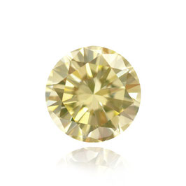 0.78 Carat, Fancy Intense Yellow Green Diamond, Round, VS1