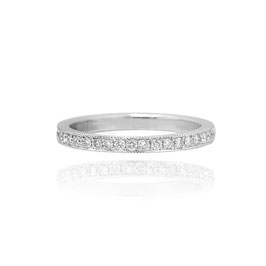 Milgrain Pave Diamond Half Eternity Wedding Band Ring