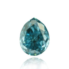 0.11 Carat, Fancy Deep Green Blue Diamond, Pear, VS2