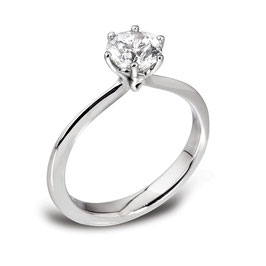 6 Claw Solitaire Diamond Engagement Ring