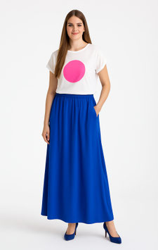 Shirt weiß, Kreis neon pink