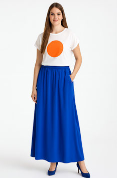Shirt weiß, Kreis neon orange