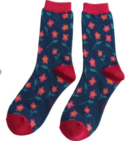 Miss Sparrow Socken Bamboo, Bamboo Petite Flowers navy