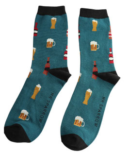 MR Sparrow Herren Socken Bamboo, Here's To Beer teal