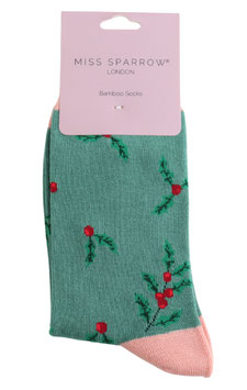 Miss Sparrow Socken Bamboo, Holly Sprigs green