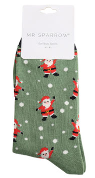 MR Sparrow Herren Socken Bamboo, Jolly Santa green