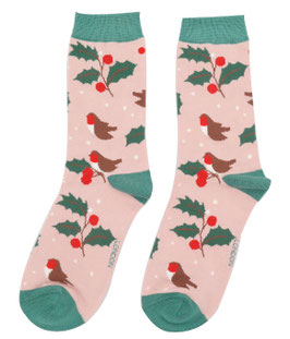 Miss Sparrow Socken Bamboo, Winter Hedgerow dusky pink