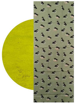 Tenugui "Kuro Shiba - happy dog"