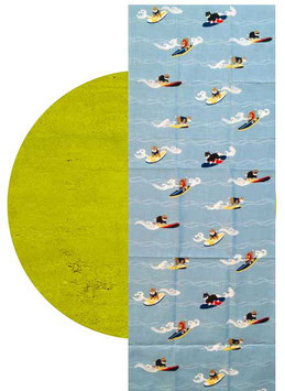 Tenugui "Shiba - dog surfing"