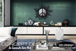 MIROIR DESIGNER STYLE BOHEME en METAL NOIR MAT / MODELE PEACE