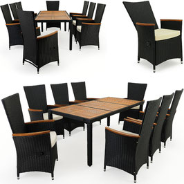 Set da pranzo rattan/acacia 6+2