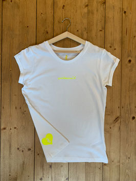 organic t-shirt woman, weiß/neongelb.