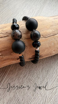 Armband schwarz, 3 Elementperlen