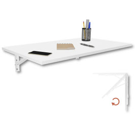 Wandklapptisch Schreibtisch Tischplatte 80x50 cm in Weiß Klapptisch Esstisch Küchentisch für die Wand Bartisch Stehtisch Wandtisch Tisch klappbar zur Wandmontage