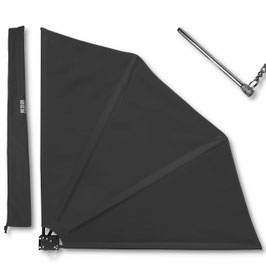 Balkonfächer 120x120 cm Anthrazit – Wind- & Sichtschutz für Balkon & Terrasse – Markise mit UV-beständigem Polyester – Klappbar mit Wandhalterung, Schutzhülle & Montagezubehör