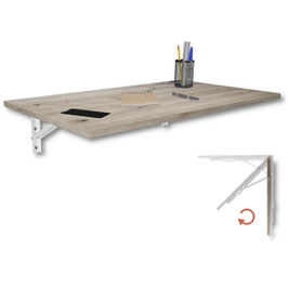 Wandklapptisch Schreibtisch Tischplatte 80x50 cm in Eiche astig Klapptisch Esstisch Küchentisch für die Wand Bartisch Stehtisch Wandtisch Tisch klappbar zur Wandmontage