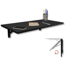 Wandklapptisch Schreibtisch Tischplatte 80x40 cm in Schwarz Klapptisch Esstisch Küchentisch für die Wand Bartisch Stehtisch Wandtisch Tisch klappbar zur Wandmontage