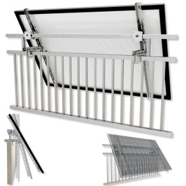 Halterung Balkonkraftwerk für das Geländer rund und eckig Halterungen Solarmodul in 3 Winkel anwendbar Balkongeländer bis 6 cm x 6 cm sichere Befestigung Photovoltaik am Handlauf Balkon Solar