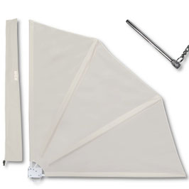 Balkonfächer 120x120 cm Beige – Wind- & Sichtschutz für Balkon & Terrasse – Markise mit UV-beständigem Polyester – Klappbar mit Wandhalterung, Schutzhülle & Montagezubehör