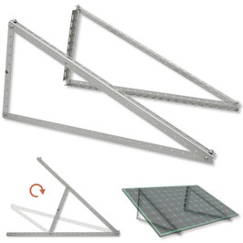 Halterung Solarmodul Edelstahl K320 geschliffen außen – 2,5 mm stark – verstellbar 0-45° – PV Halter Balkon Wand Flachdach – für Solarmodule bis 2 m²