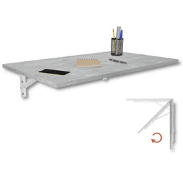 Wandklapptisch Schreibtisch Tischplatte 80x50 cm in Betonoptik Klapptisch Esstisch Küchentisch für die Wand Bartisch Stehtisch Wandtisch Tisch klappbar zur Wandmontage