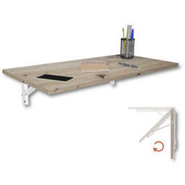 Wandklapptisch Schreibtisch Tischplatte 80x40 cm in Eiche astig Klapptisch Esstisch Küchentisch für die Wand Bartisch Stehtisch Wandtisch Tisch klappbar zur Wandmontage