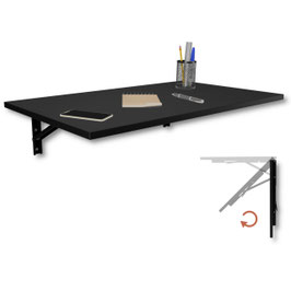 Wandklapptisch Schreibtisch Tischplatte 80x50 cm in Schwarz Klapptisch Esstisch Küchentisch für die Wand Bartisch Stehtisch Wandtisch Tisch klappbar zur Wandmontage