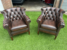 CHESTERFIELD fauteuils/stoelen design bruin leren chair + Gratis bezorging!