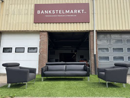 Bankstel  LEOLUX PATASHOU design bank + fauteuils stof/leer + Gratis Bezorging!