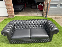 Bankstel CHESTERFIELD design 3 zit bank zwart leer + Gratis bezorging!
