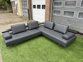 Hoekbank Rolf Benz grijs leer design bankstel modern sofa + Gratis bezorging!