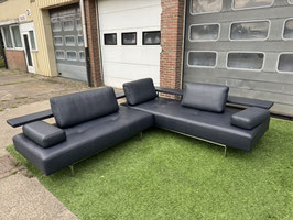 Hoekbank Rolf Benz blauwe leer design bankstel modern sofa+ Gratis Bezorging!(VERKOCHT)