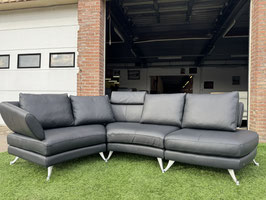 Rolf Benz 222 hoekbank zwart leer  bankstel design sofa + Gratis bezorging!