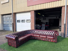 Hoekbank CHESTERFIELD  bankstel bordeaux/rood leer+ Gratis bezorging!(Gereserveerd)