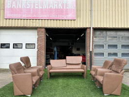 Bankstel JORI JR-3250 Angel taupe leren bank + 4 fauteuils + GRATIS BEZORGING!