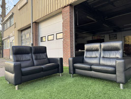 STRESSLESS Wave  bankstel zwart leer design  banken + Gratis bezorging!
