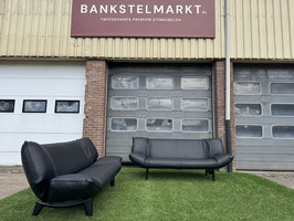 LEOLUX Tango bank relax design 2 x 3 zit bankstel zwart leer + Gratis bezorging!
