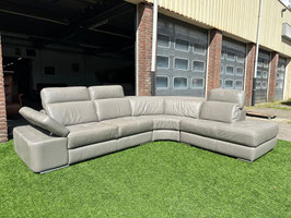 Hoekbank  grijs leren bankstel design salon + GRATIS BEZORGING!