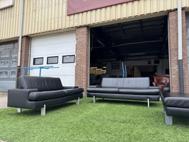 Bankstel ROLF BENZ AK 644 2,5+2zit bank zwart leer design + Gratis bezorging!
