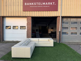 Hoekbank relax bank creme leer design bankstel +Gratis bezorging!