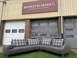Hoekbank LEOLUX Vol de Reve bankstel leer/stof design bank + Gratis bezorging!