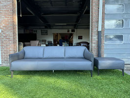 Bankstel Montel design 3 zit bank met hocker grijs leer + GRATIS BEZORGING!
